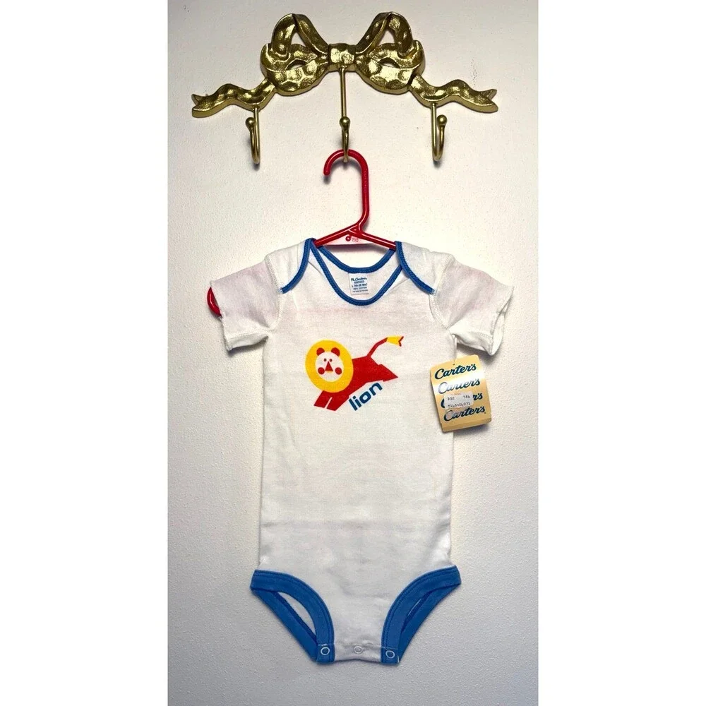 Carter's White Lion Graphic Short Sleeve Baby Onesie